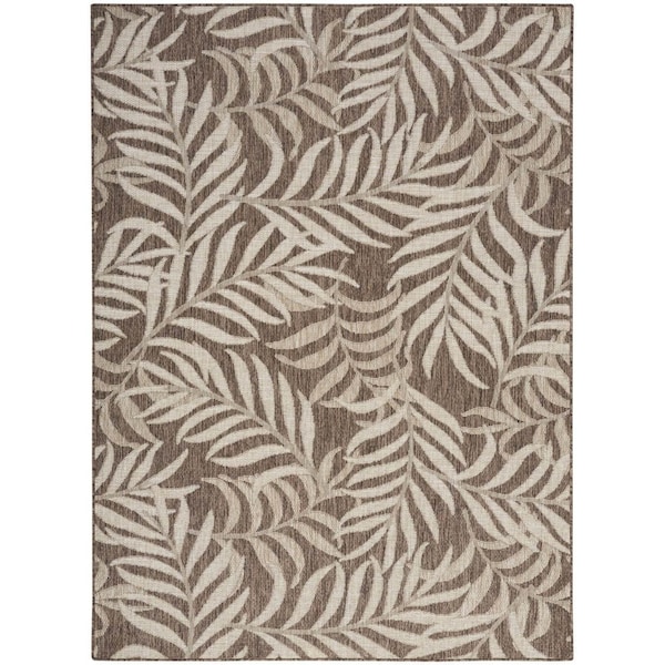 Homeroots 5' X 7' Brown And Ivory Palm Leaf Indoor Outdoor Area Rug 552508 - main