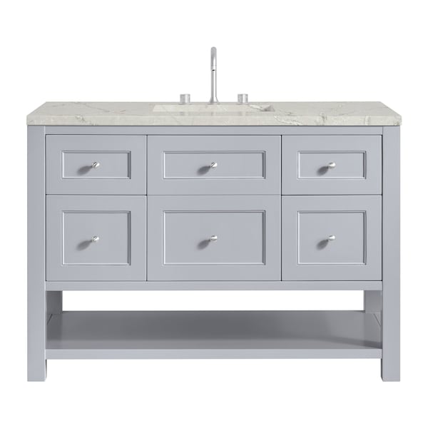 James Martin Vanities Breckenridge 48in Single Vanity, Serenity Blue, w/ 3 CM Victorian Silver Quartz Top 330-V48-SRB-FVSL - main