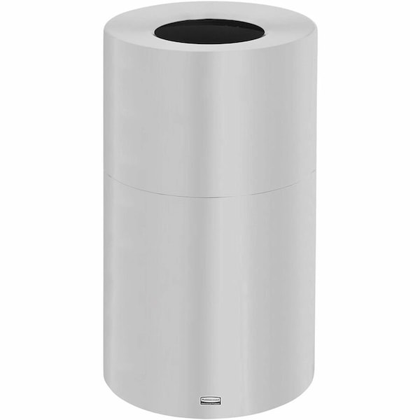 Rubbermaid Commercial Atrium(R) 21 gal Round Indoor Metal Can, Satin Aluminum, None, Aluminum, Not Applicable FGAOT35SAPL - main