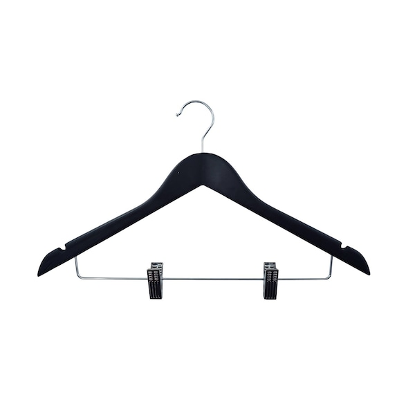Rdi Womens Hanger Black Contoured Clip Set Standard Hook Chrome 100cs, 100PK HGW-BCT-STC - main