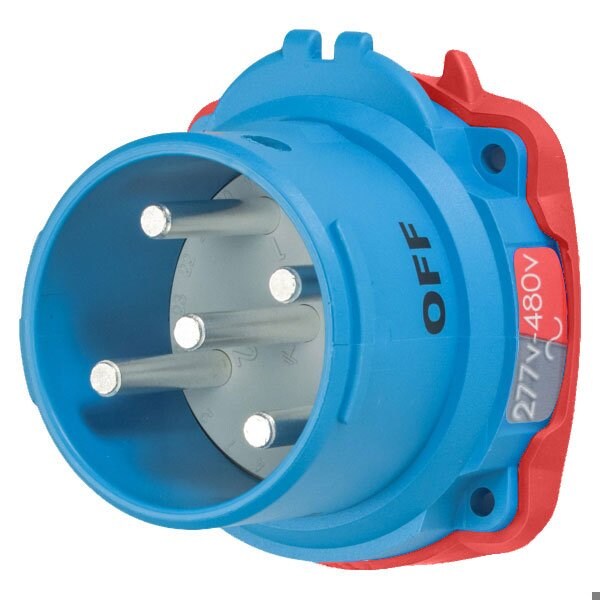 Meltric DSN30 INLET POLY BLUE SIZE 2 TYPE 4X IP 69 3P+N+G 30 A 277/480 VAC 60 Hz NO AUX 63-38047 - main