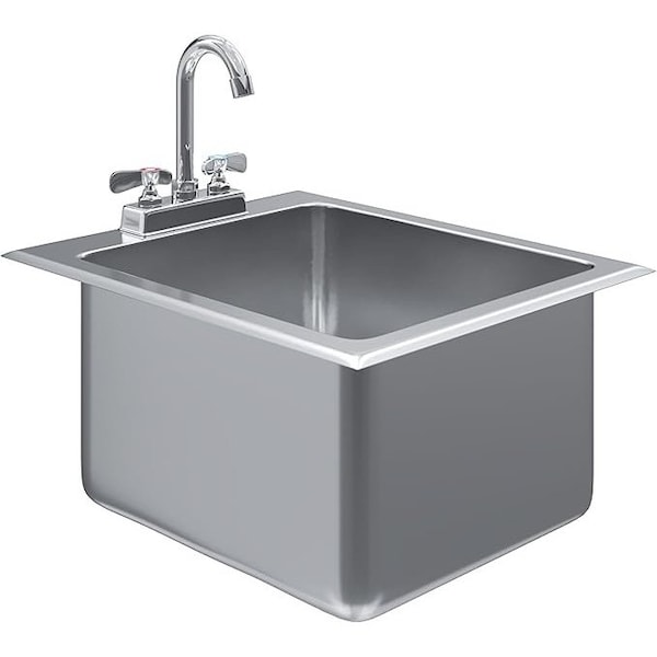 Amgood Stainless Steel 1 Compartment Drop-In Sink. Bowl 14 in. x 16 in. x 10 in. With Faucet SINK DIS S1C-141610-F-Z - main