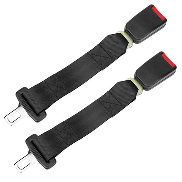 Fresh Fab Finds Car Seat Belt Extender 14.37 in. Buckle Tongue Webbing Extension Safety Belt, Black - 2 Piece FFF-GPCT1281 - main