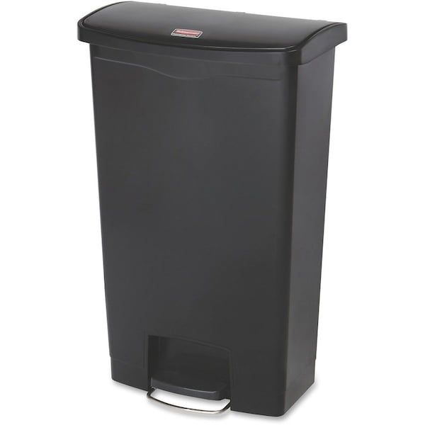 Rubbermaid Commercial Slim Jim Step-On 18 gal Rectangular Slim-Profile Plastic Can, Black, Foot Pedal, Plastic, 13 in 1883613 - main