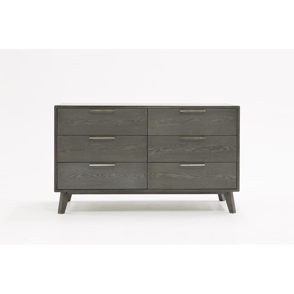 Homeroots 51" Grey Wash Solid Wood Six Drawer Double Dresser 473120 - main