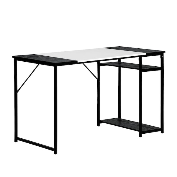 Homeroots 47" Black and White Wood and Metal H-Shape Computer Desk 568050 - main