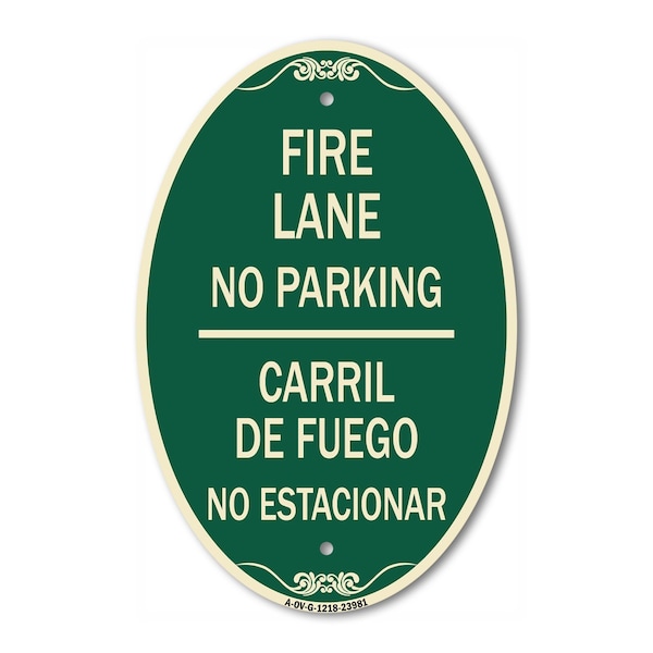 Signmission Fire Lane No Parking - Carril De Fuege No Est, 12 In X 18 In Architectural, Heavy Gauge Aluminum A-OV-G-1218-23981 - main