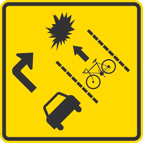 Lyle Symbol (Warning Cyclists Of "Prohibited Right Turns", Where, 24x24, Diamond Grade, Yellow G-12247-DG_24x24 - main