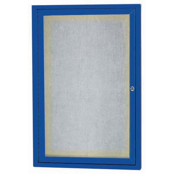 Aarco Outdoor Illuminated Enclosed Bulletin Board w/ Al Frame, Powder Coated Blue, 36''Hx24''W ODCC3624RIB - main