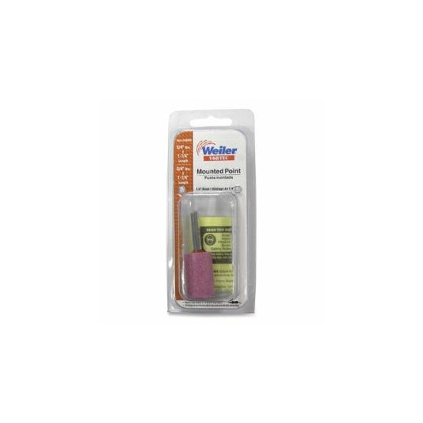 Weiler Vortec Mounted Point, 1-1/4 in dia, 1/4 in arbor, 28000 RPM, Cylinder, Aluminum Oxide, 5PK 804-36809 - main