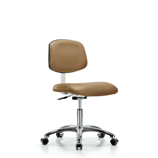 Blue Ridge Ergonomics Clean Room Chair Desk Chair, Vinyl, Chrm, Casters, Taupe, CL10, 18" to 23" Height, Vinyl, Taupe BR-CLR-VDHCH-CR-CC-8584 - main