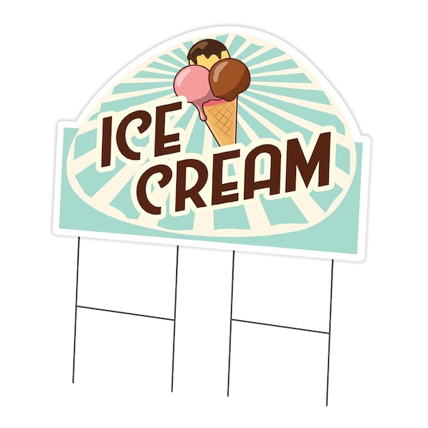 Signmission Ice Cream 3 Yard Sign & Stake outdoor plastic coroplast window, C-DC-2436-Ice Cream 3 C-DC-2436-Ice Cream 3 - main