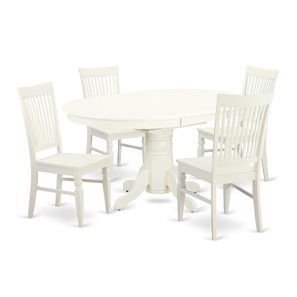 East West Furniture 5 Piece Dining Set, Linen White, 5PK AVWE5-LWH-W - main