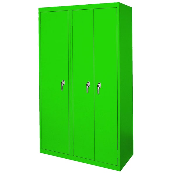 Steel Cabinets Usa Steel Storage Cabinet, 42in L x 21in D x 72in H, 8 Adjustable Shelves, 3 Doors, Pure Green AAH-42-3D-P GRN - main
