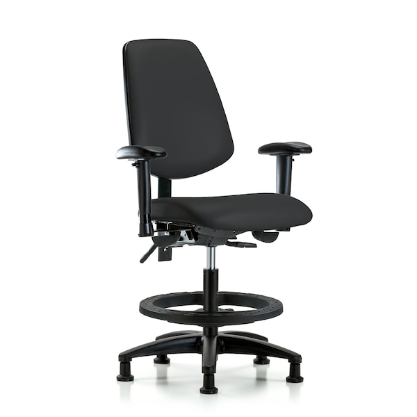 Blue Ridge Ergonomics Medium Bench Chair Adjustable Arms, 22" to 29" Height, Vinyl, Black BR-VMBCH-MB-RG-T1-A1-BF-RG-8540 - main