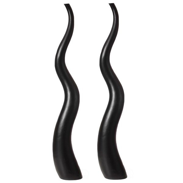 Uniquewise Set of 2 62in Tall Ceramic Black Animal Horn Floor Vase Elegant for Entryway Dining Living Room QI004040.L.2 - main