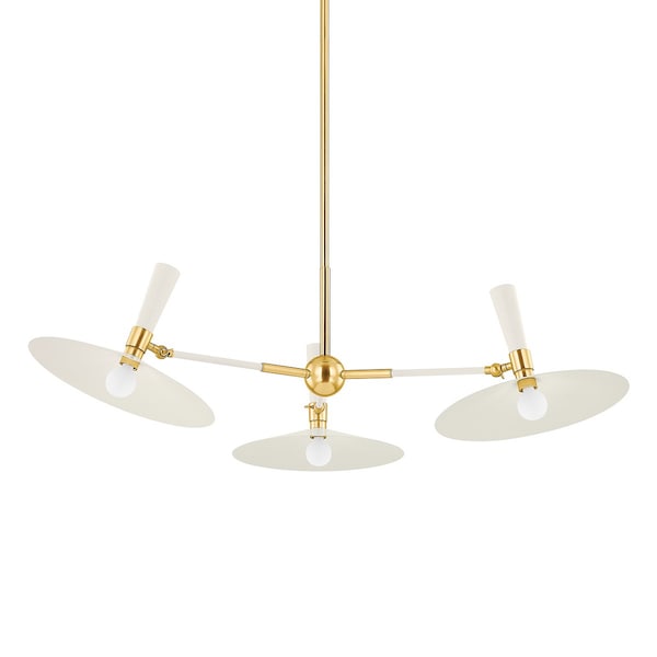 Mitzi Tali Roth X Milena 3 Light Chandelier 42 In. Aged Brass/Soft Cream H906803-AGB/SCR - main