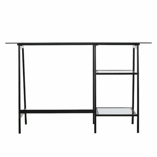 Homeroots 46" Clear and Black Glass Writing Desk 402043 - main