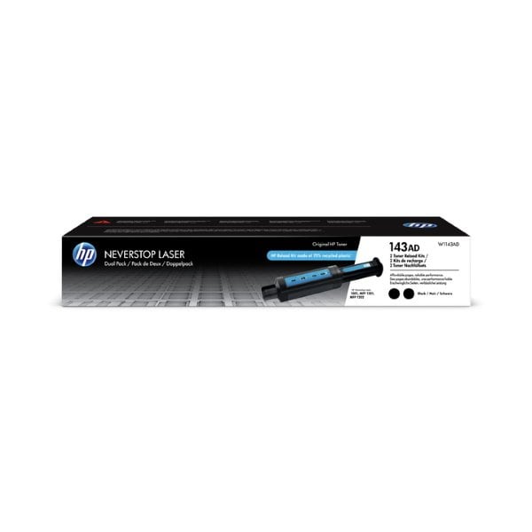 Hp 143A (W1143AD) Dual Pack Black Original Neverstop Toner Reload Kit (2,500 Yield) W1143AD - main