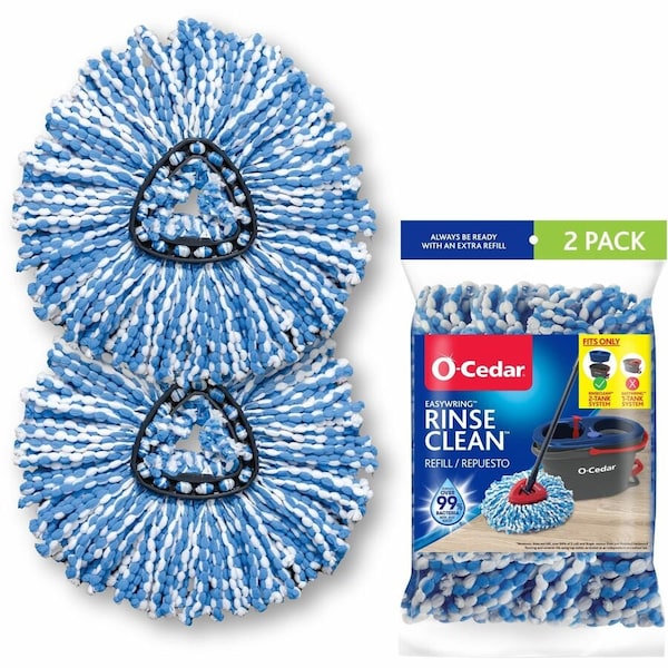 O-Cedar EasyWring RinseClean Spin Mop Refill, Microfiber, Blue/White 172092 - main