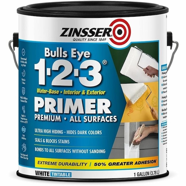 Zinsser Bulls Eye 1-2-3 Water Based Primer, White, 1 Gal. 2001 - main