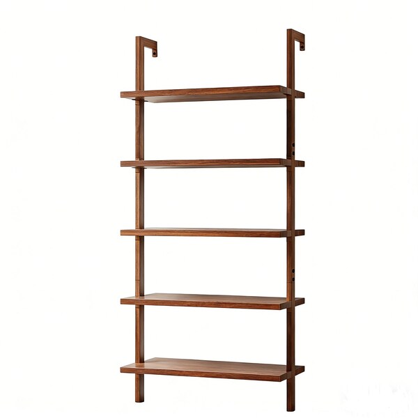 Homeroots 71" Light Brown Wood Adjustable Five Tier Etagere Bookcase 717455 - main