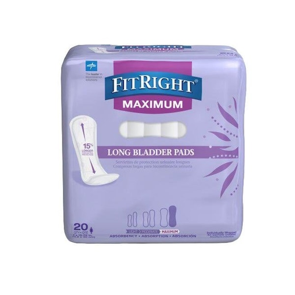 Medline FitRight ActivEdge Bladder Control Pad, Maximum Long, 4in x 15.75in, 20PK FBC1035Z - main