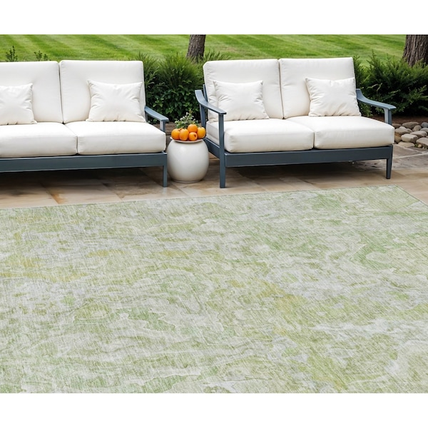 Homeroots 10' X 14' Artichoke Green And Fern Green Abstract Washable Indoor Outdoor Area Rug 588467 - main
