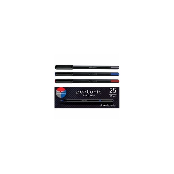 Pentonic Ballpoint Pen Set, 0.7 mm Pen Point, Assorted Ink, Nickel Silver Tip, 48PK PEN12126 - main