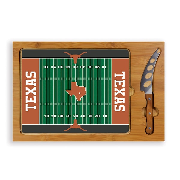Picnic Time Family Of Brands NCAA Texas Longhorns Icon Glass Top Cutting Board & Knife Set 910-00-505-194-1 - main