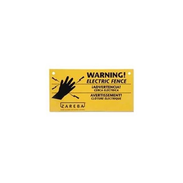 Zareba Electric Fencing Warning Sign, Black Legend, Yellow Background, Polypropylene, 8 in L, 4 in W WS3 - main