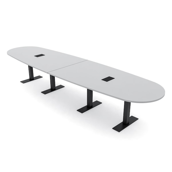 Skutchi Designs 14 Person Conference Table With Power Unit | 14' Boval Table | Harmony Series HAR-BOVL-48X168-T.BK-U779-EBLK - main