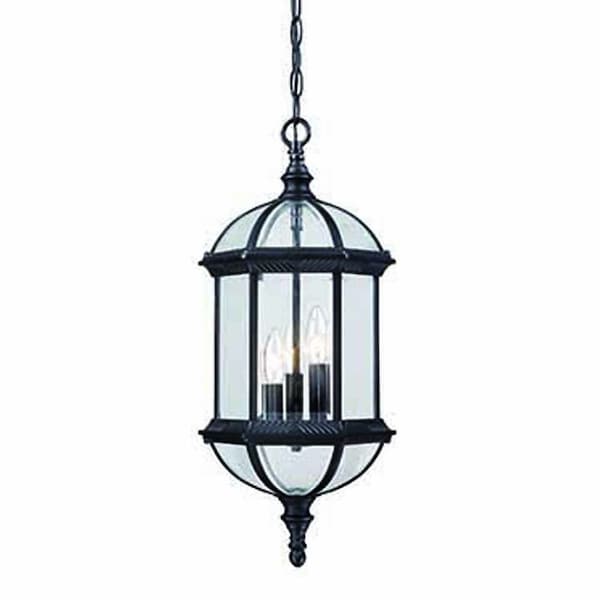 Homeroots Three Light Matte Black Eastern Lantern Hanging Light 398006 - main