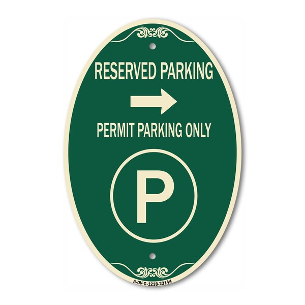 Signmission Reserved Parking - Permit Parking Only with S, 12 In X 18 In Architectural, Heavy Gauge Aluminum A-OV-G-1218-23144 - main