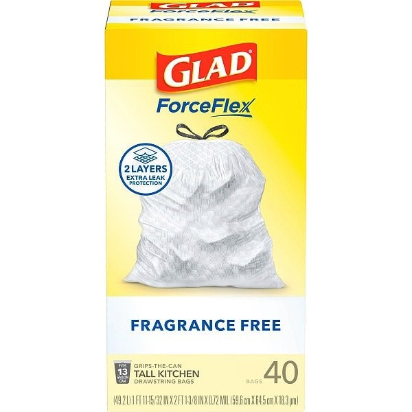 Glad 13 gal Trash Bags, 0.72 mil, White 79224-EA - main