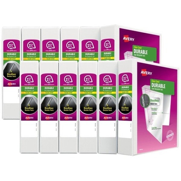 Zoro Select 1-1/2" Slant Ring Durable Binder, White AVE17022 - main