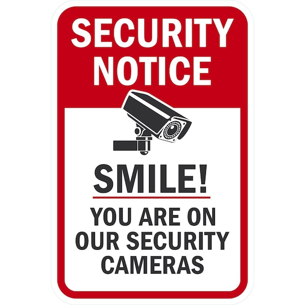 Lyle Security Notice Smile! You're On Our Security Cameras, 12x18, High Intensity Prismatic, White G-4024-HI_12x18 - main