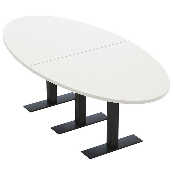 Skutchi Designs 8ft Oval Conference Table With Power | Harmony Series | 6 Person Meeting Room Table HAR-OVL-48X96-T.BK-W960-NA - main