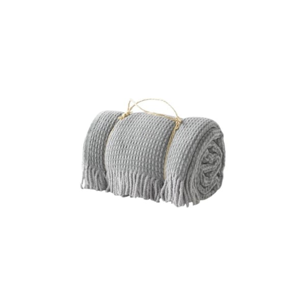 Homeroots 55" X 70" Sage And Gray Cotton Blend Woven Checkered Plush Throw Blanket with Fringe 633075 - main