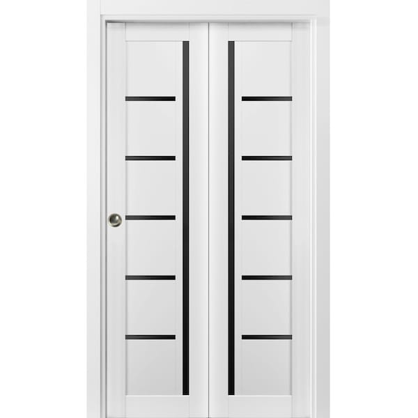 Sartodoors Sliding Closet Bi-fold Doors White Solid Core Modern Interior QUADRO4588BF-WS-72 x 84 (2* 36x84) - main