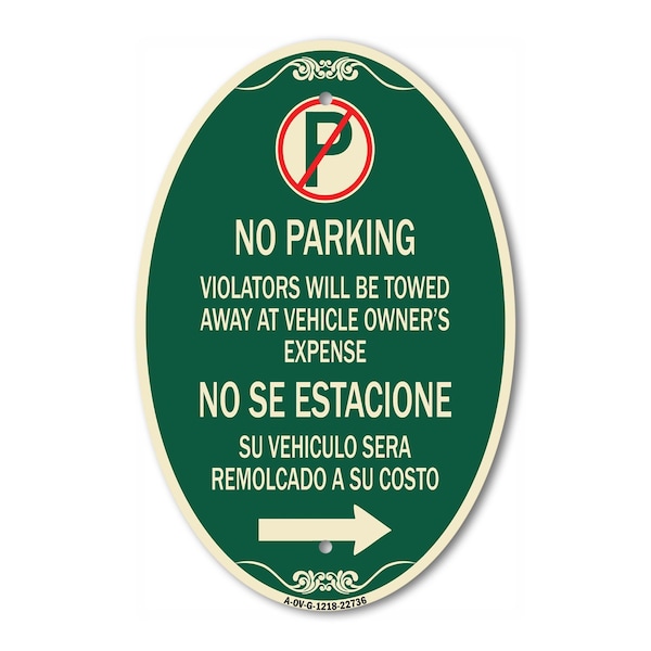 Signmission Violators Will Be Towed Away at Vehicle Owner, 12 In X 18 In Architectural, Heavy Gauge Aluminum A-OV-G-1218-22736 - main
