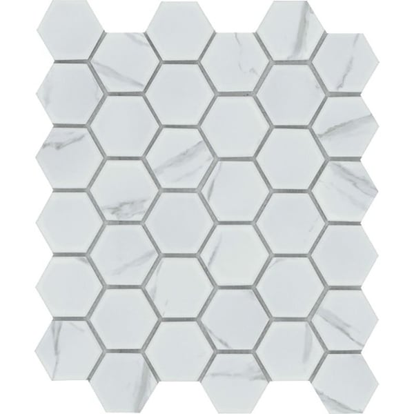 Emser Tile Elegan Series Porcelain Mosaic Tile, 13 in L Tile, 11 in W Tile, Pressed Edge, Calacata, 20PK W95ELEGCA1113MH2M - main