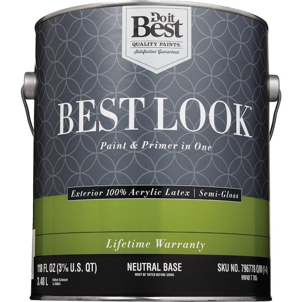 Do It Best 100% Acrylic Latex Premium Paint & Primer In One Semi-Gloss Exterior House Paint Neutral Base 1 Gal. HW40T0705-16 - main