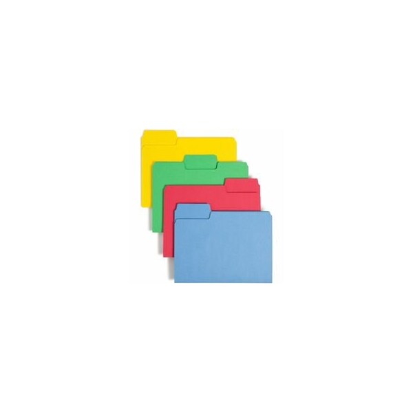Smead SuperTab Colored File Folders, 1/3-Cut Tabs, Letter Size, Asstd, 24PK 11956 - main