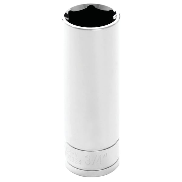 Perform Tool Socket 1/2 In Drive; 3/4 In; Standard; Deep Socket; 6 Point; Polished Nickel Chrome Plated; W32324 - main