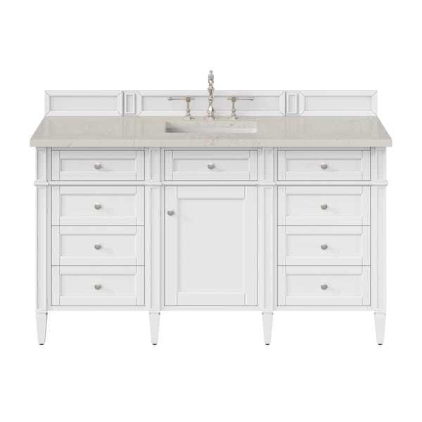 James Martin Vanities Brittany 60" Single Vanity in Bright White, w/ 3 CM Siberian Silestone Top 655-V60S-BW-3SFR - main