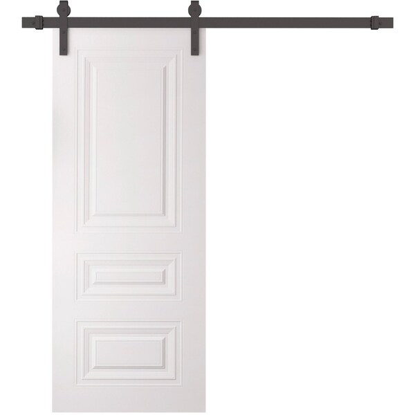 Sartodoors Barn Door 28 x 96 inches, BASIC 9233 White, 6.6FT Rail Track Heavy Hardware Set, Solid Panel Inte BASIC9233BD-B-SKIN-2896 - main