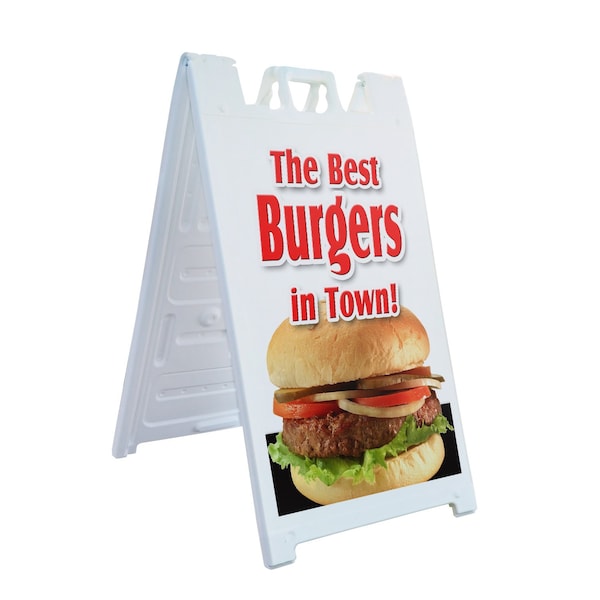 Signmission The Best Burgers In Town!, A-Frame & 2 Decals Installed, Heavy-Duty Plastic Frame SBHD-D-2436-The Best Burgers In Town! - main