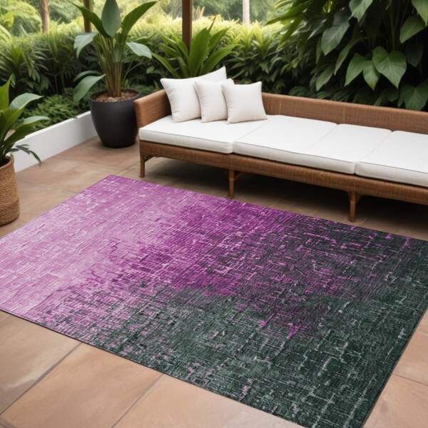 Homeroots 9' X 12' Blush And Dark Gray Ombre Washable Indoor Outdoor Area Rug 602861 - main
