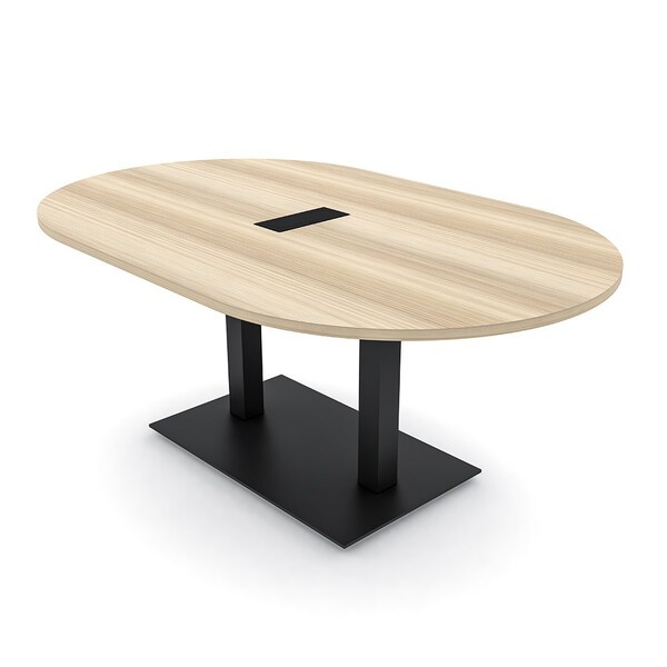 Skutchi Designs Racetrack Conference Table With Power Unit, 48 in W, 72 in L, Brown HAR-RAC-48X72-DOU.BK-K525-EBLK - main